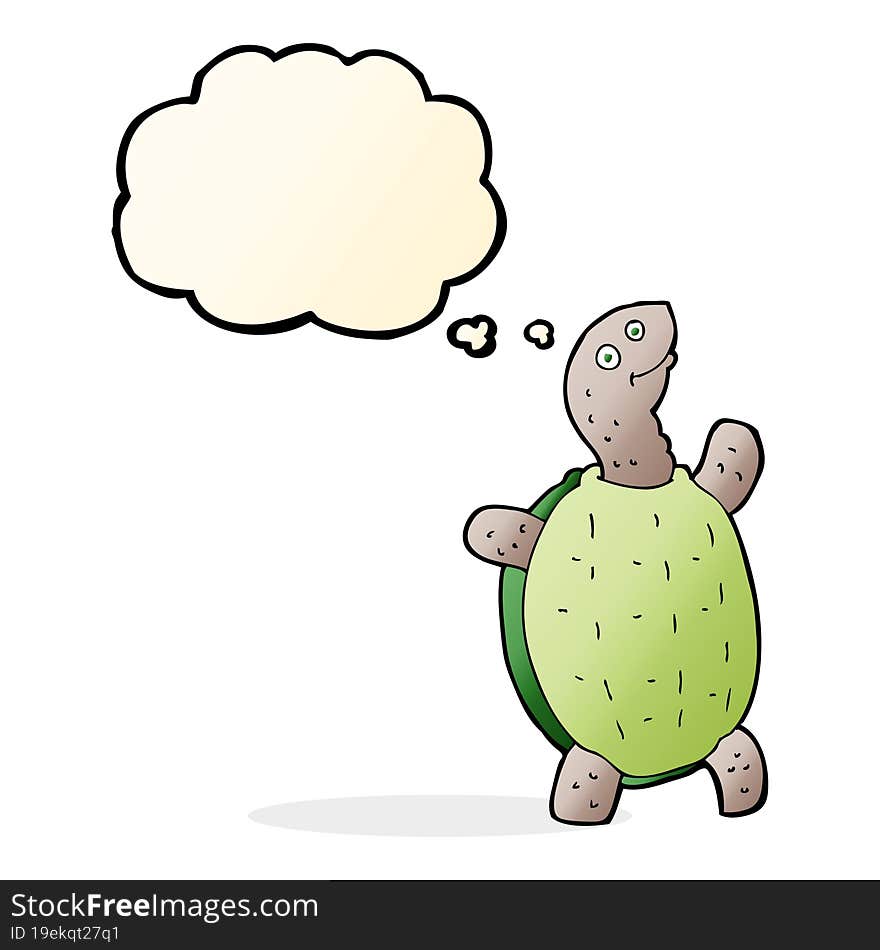 cartoon happy turtle with thought bubble