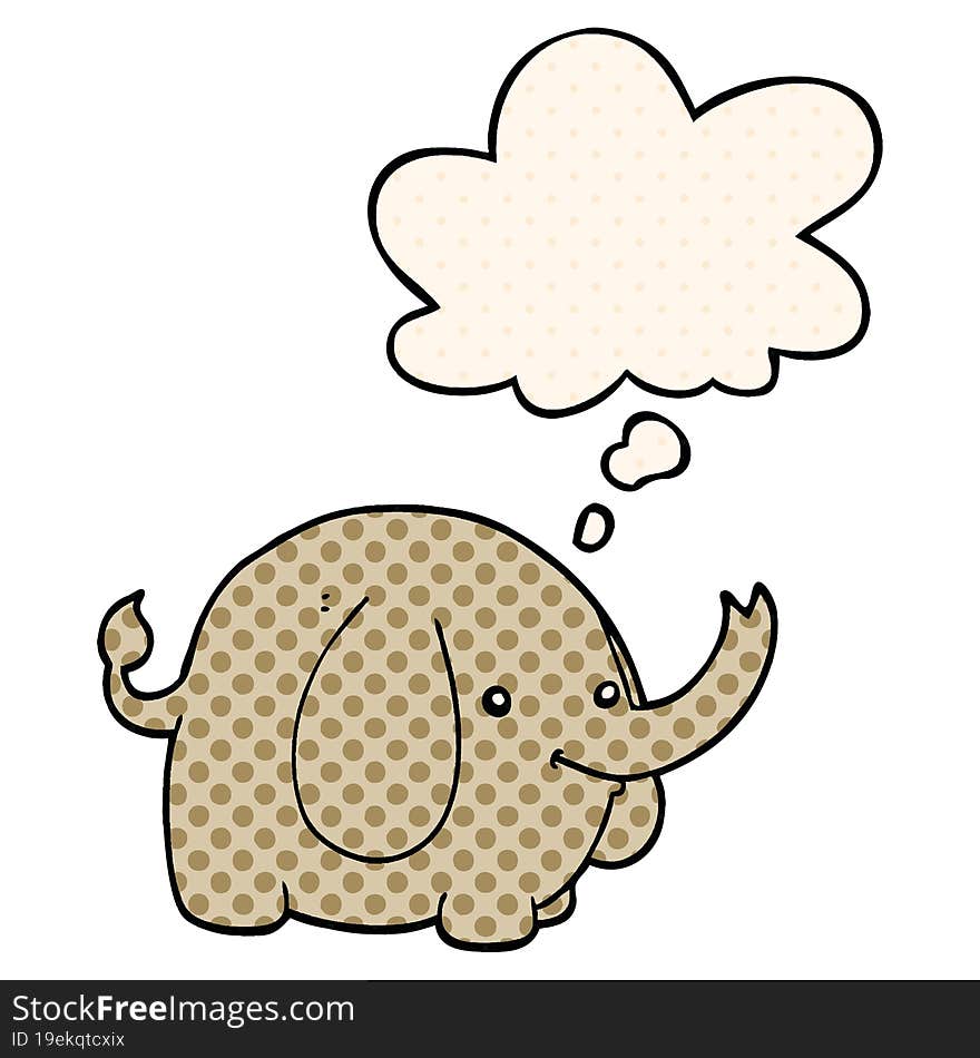 cartoon elephant and thought bubble in comic book style