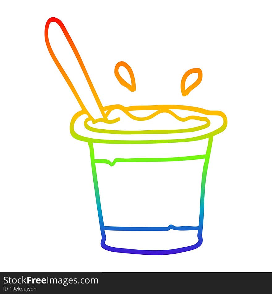 rainbow gradient line drawing cartoon yogurt