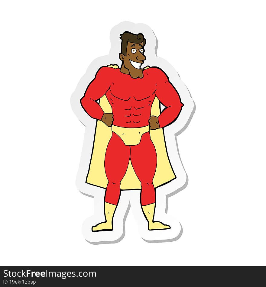 sticker of a cartoon superhero