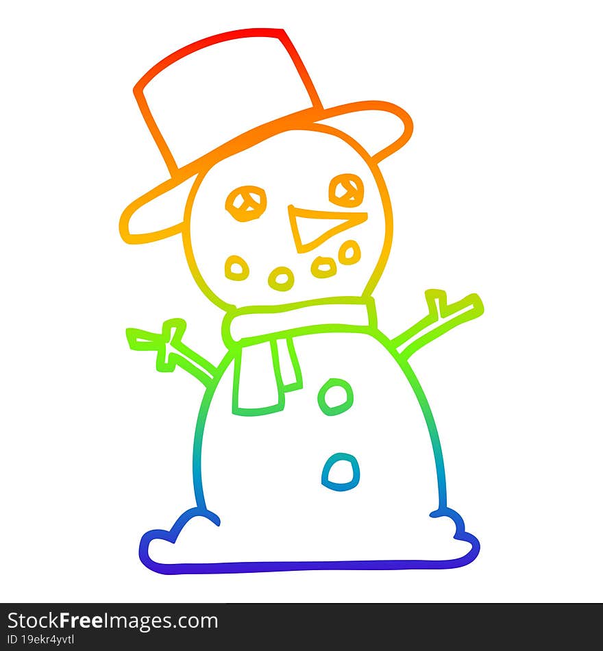 rainbow gradient line drawing cartoon traditional snowman