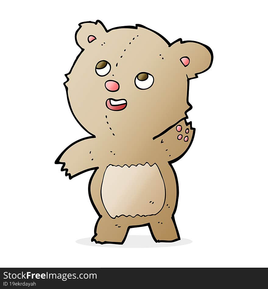 cartoon cute waving teddy bear