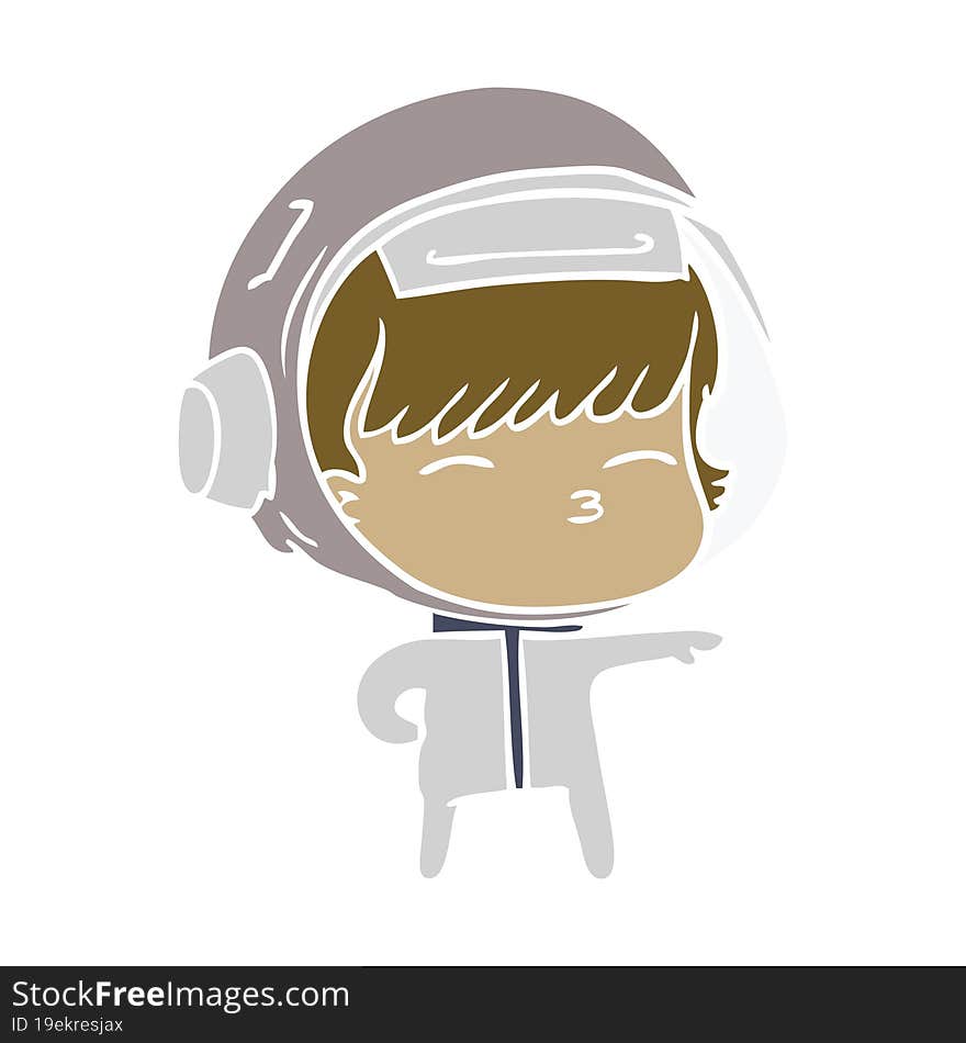 flat color style cartoon curious astronaut