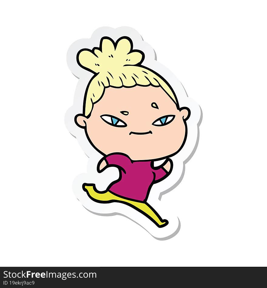 sticker of a cartoon woman