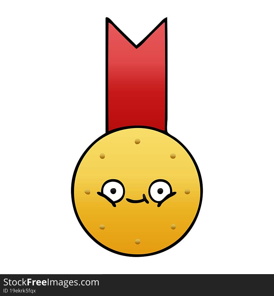 gradient shaded cartoon gold medal