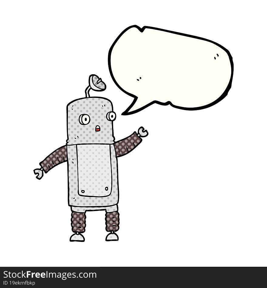 Comic Book Speech Bubble Cartoon Robot