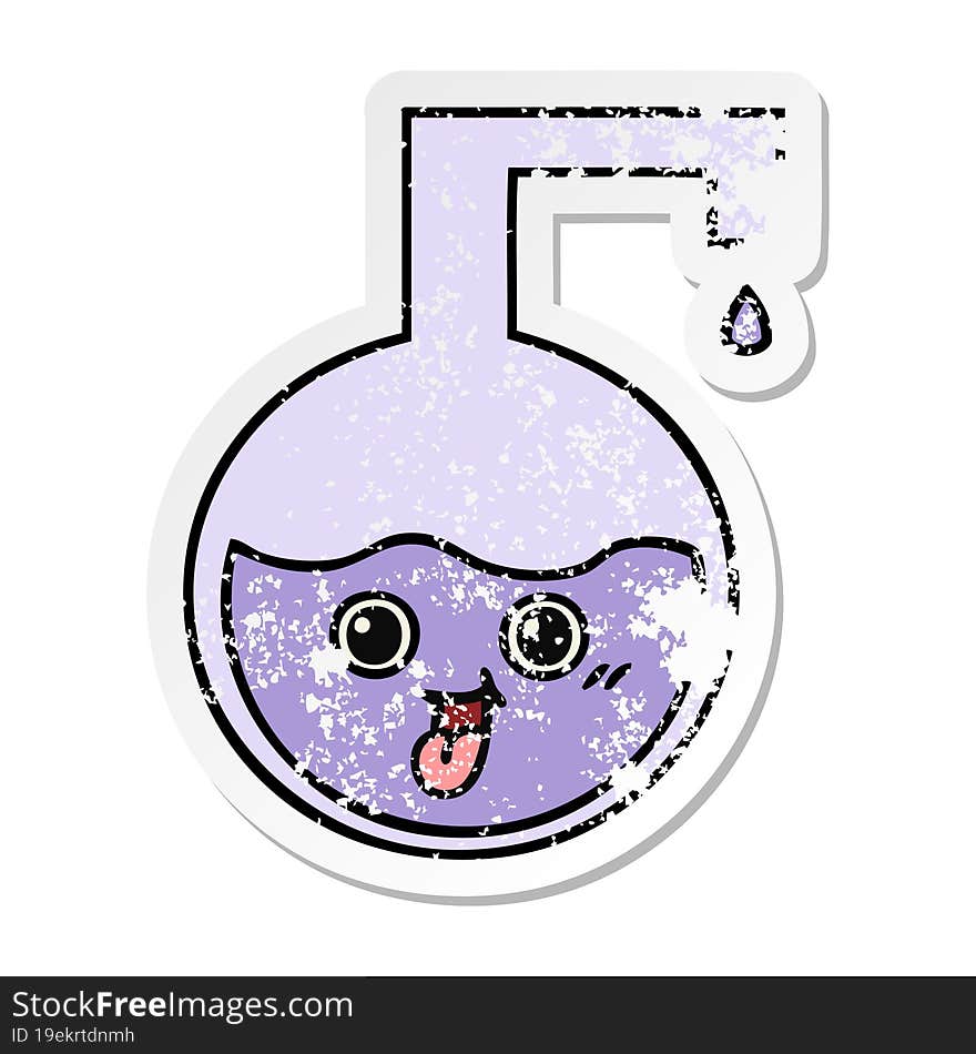 Distressed Sticker Of A Cute Cartoon Science Experiment