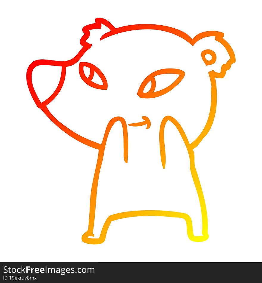 warm gradient line drawing of a cute cartoon bear