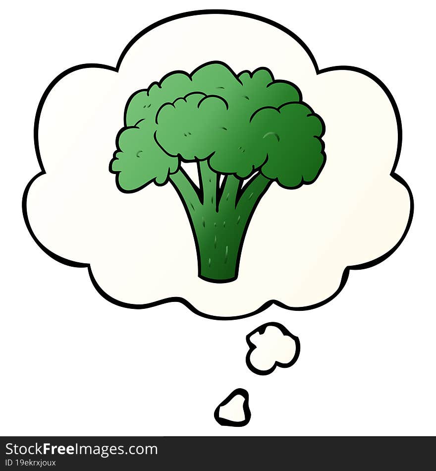 Cartoon Brocoli And Thought Bubble In Smooth Gradient Style