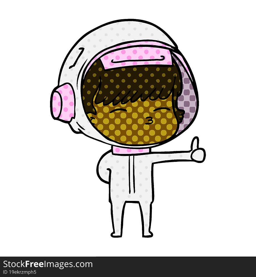 cartoon curious astronaut giving thumbs up. cartoon curious astronaut giving thumbs up