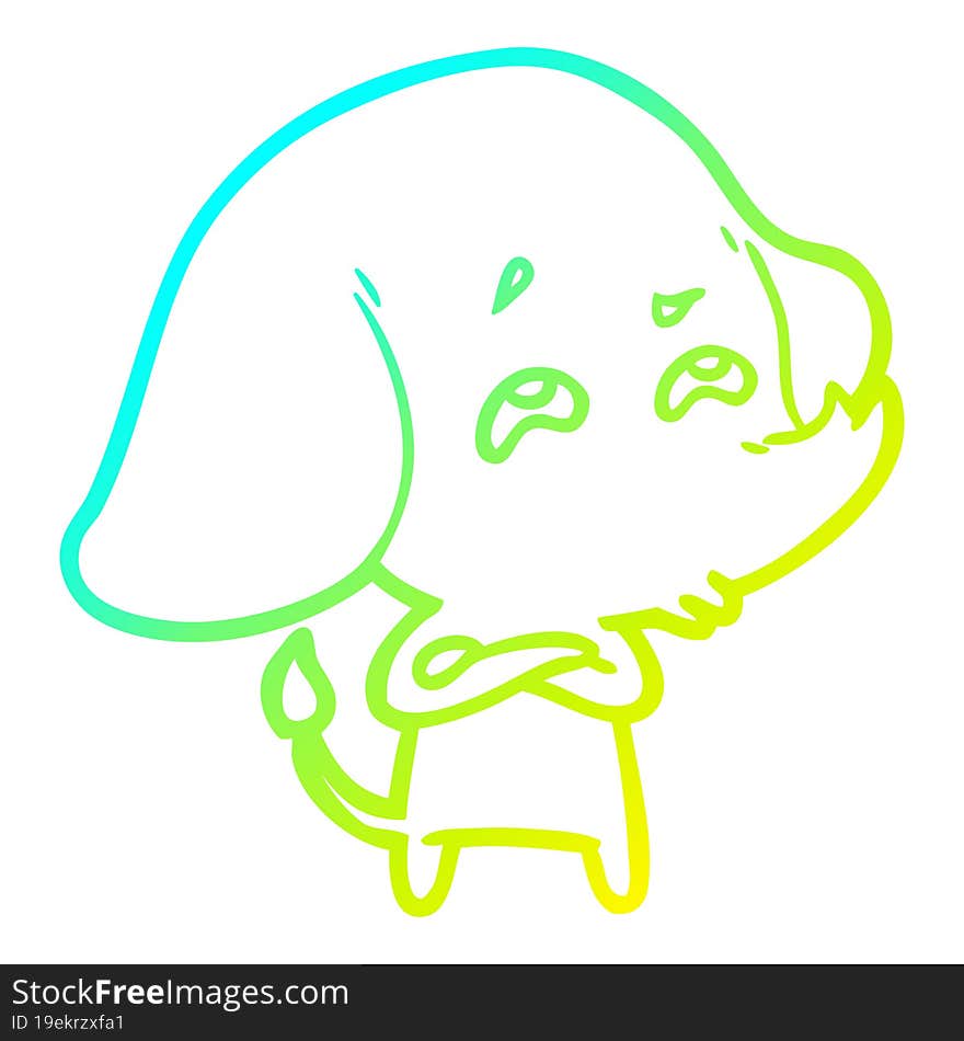 cold gradient line drawing cartoon elephant remembering