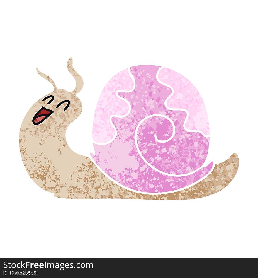 retro illustration style quirky cartoon snail. retro illustration style quirky cartoon snail