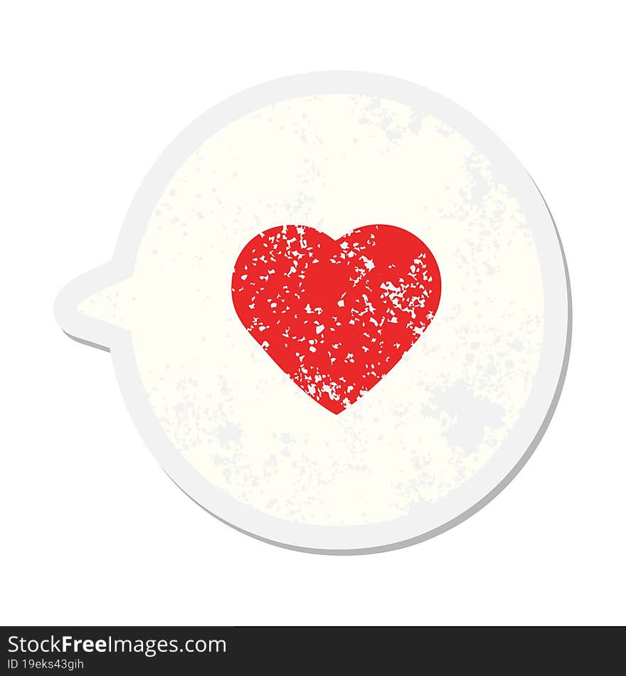 Love Heart In Speech Bubble Grunge Sticker