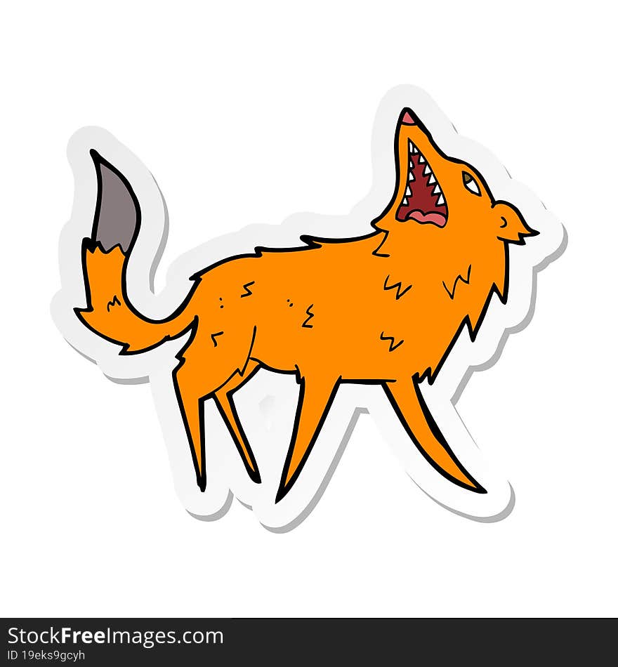 sticker of a cartoon snapping fox