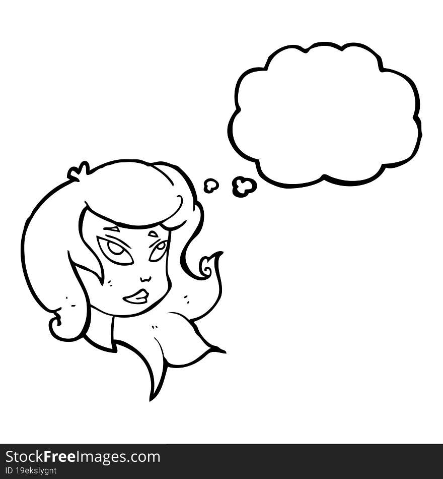 Thought Bubble Cartoon Female Face