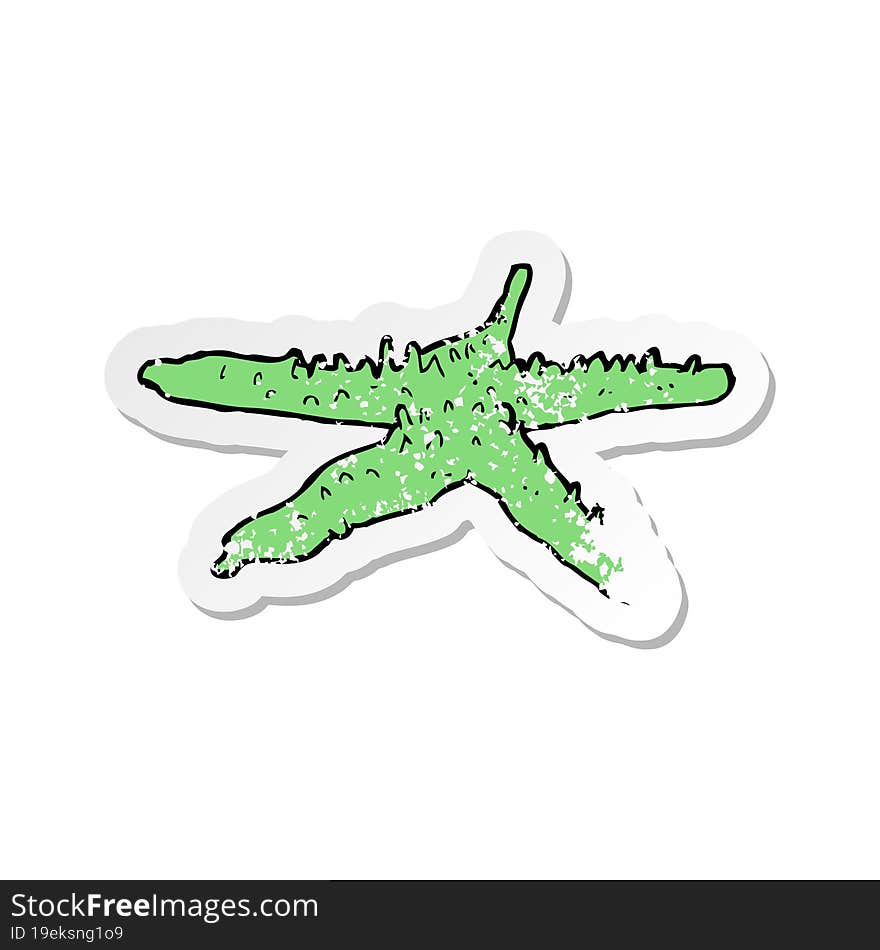 retro distressed sticker of a cartoon starfish