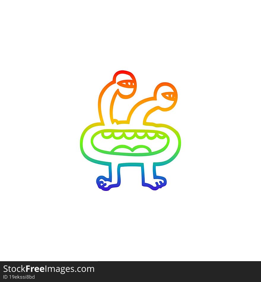 rainbow gradient line drawing of a cartoon monster