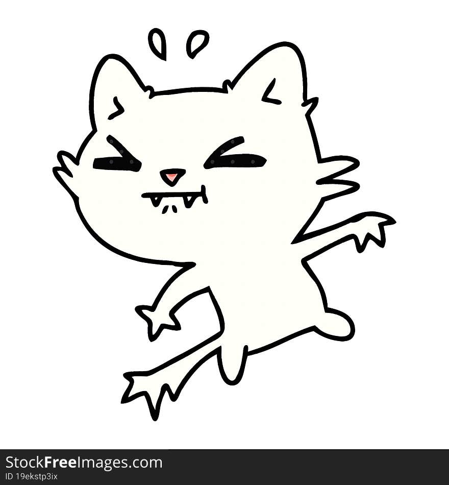 freehand drawn cartoon of cute kawaii cat