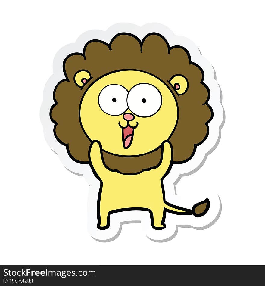 sticker of a happy cartoon lion