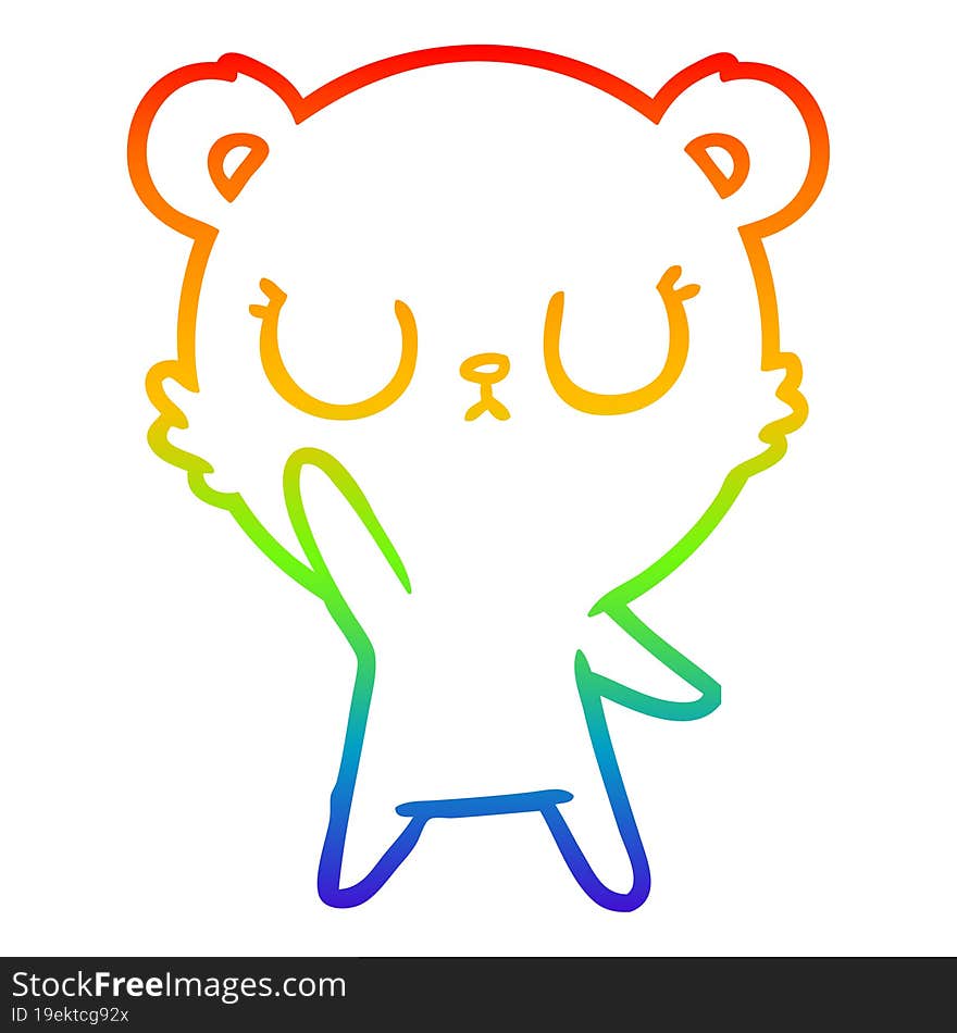 rainbow gradient line drawing peaceful cartoon bear