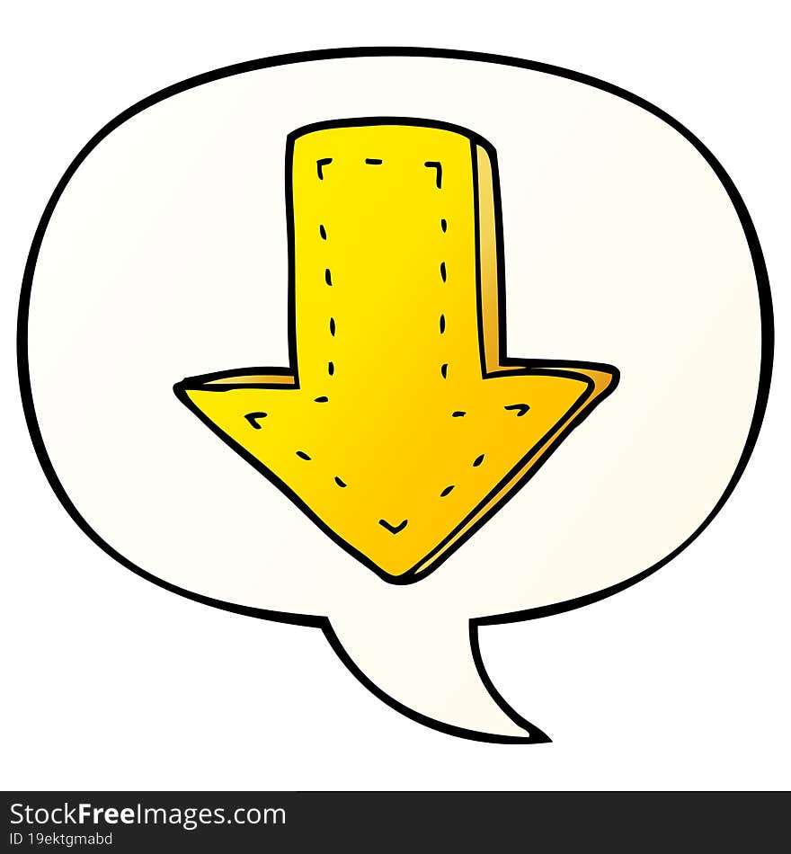 cartoon pointing arrow and speech bubble in smooth gradient style