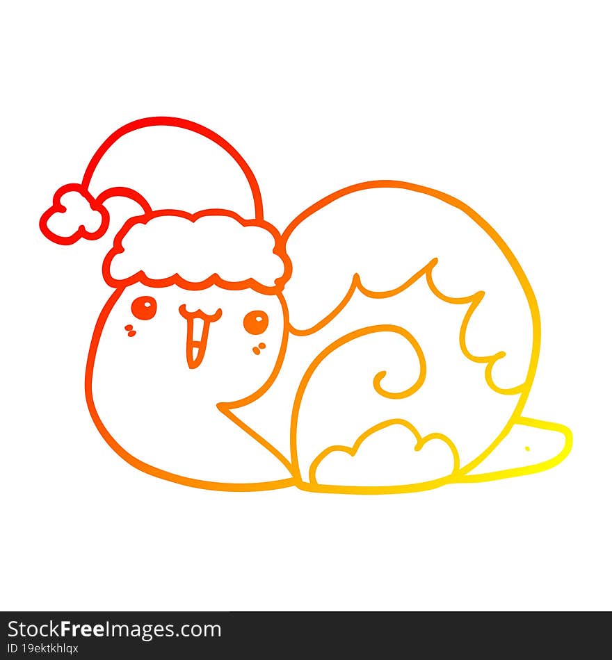 Warm Gradient Line Drawing Cute Cartoon Christmas Snail