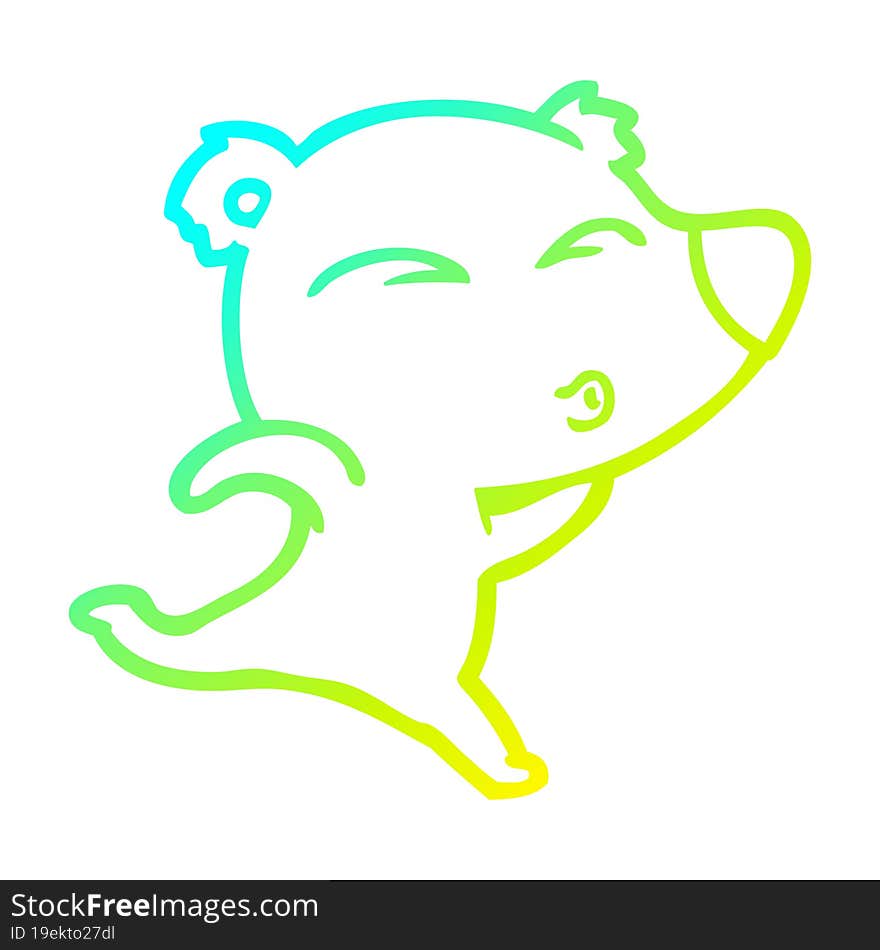 Cold Gradient Line Drawing Cartoon Whistling Polar Bear