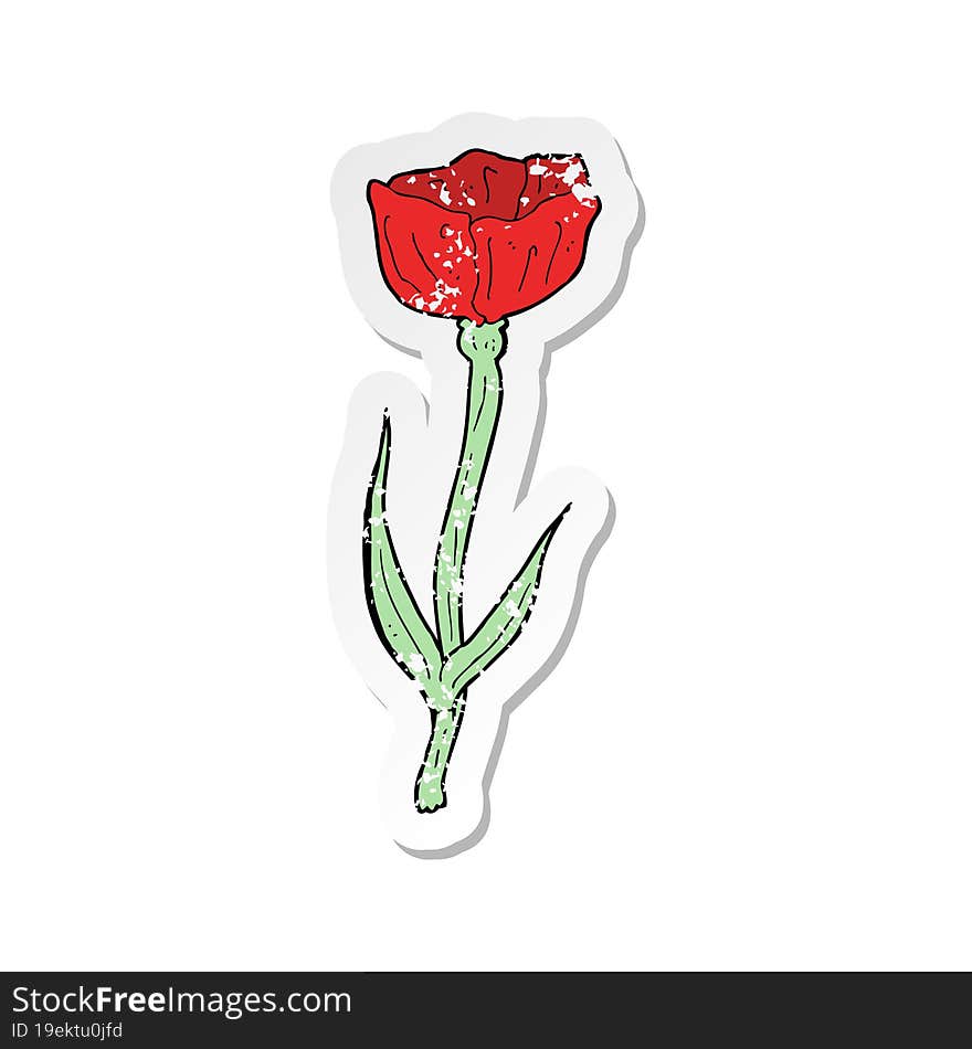 retro distressed sticker of a cartoon poppy