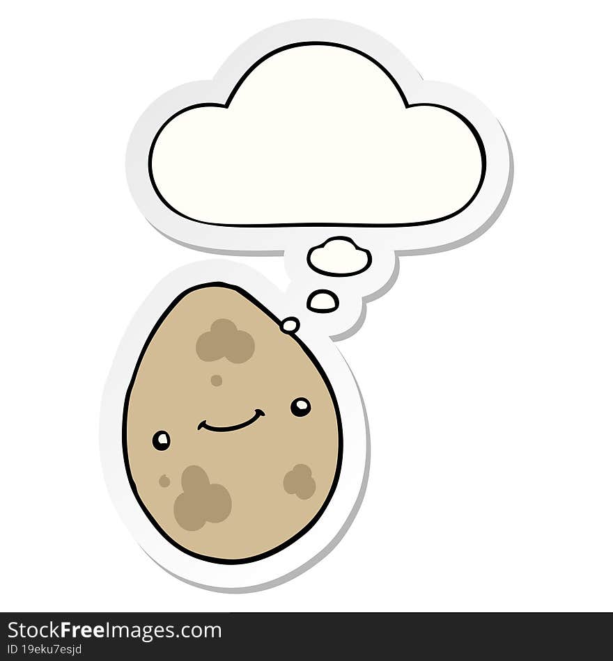 cartoon egg and thought bubble as a printed sticker