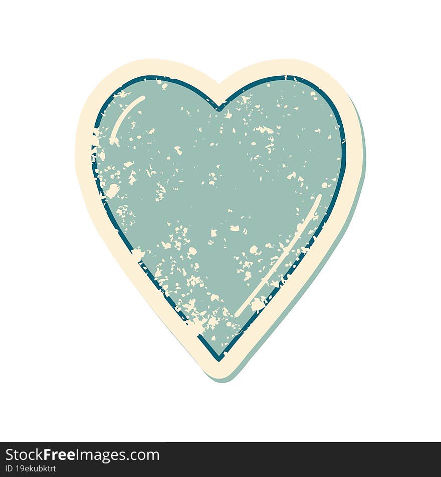 Distressed Sticker Tattoo Style Icon Of A Heart