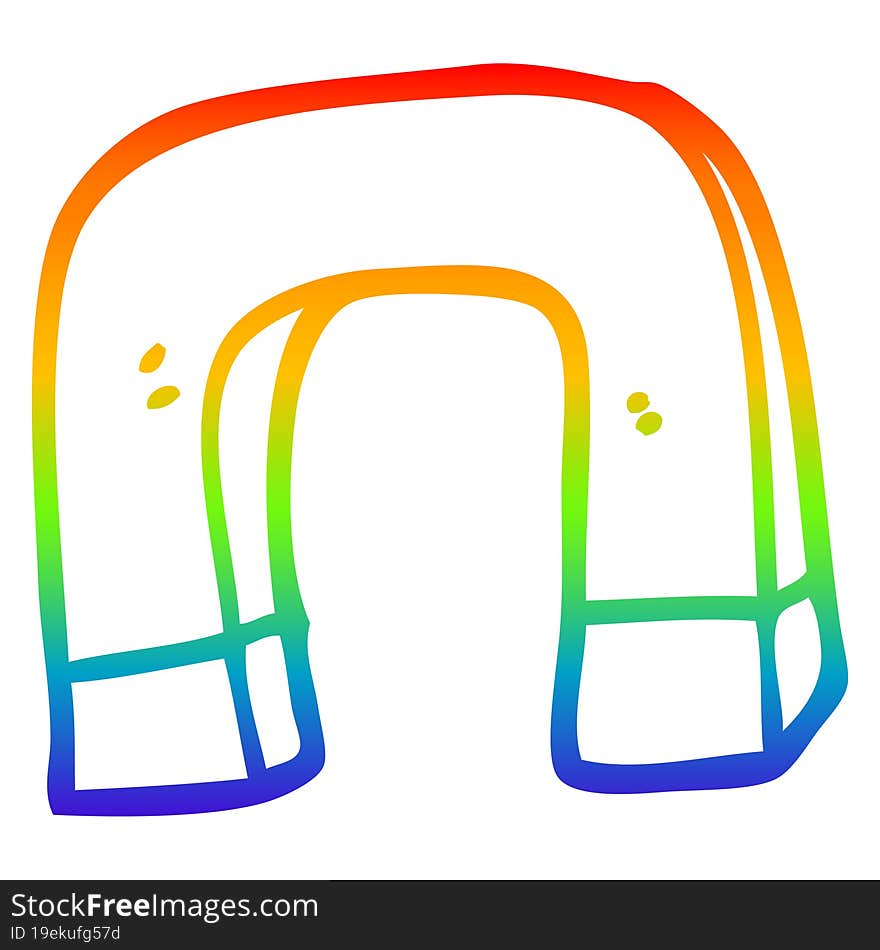 rainbow gradient line drawing cartoon magnet