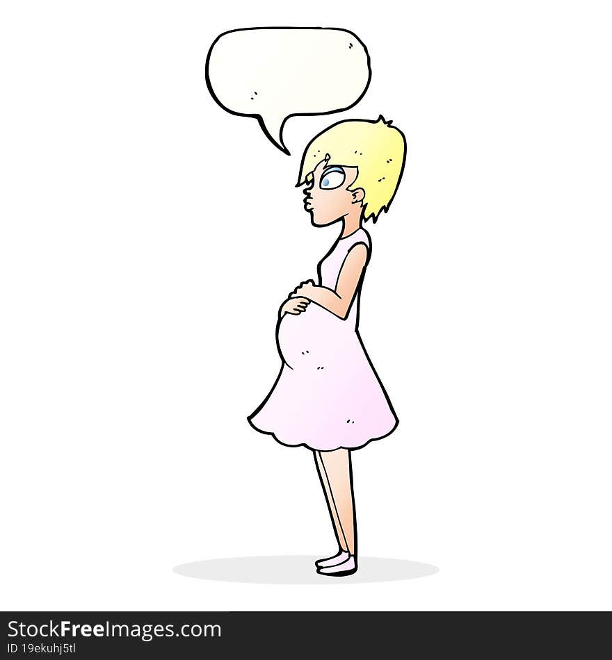 cartoon pregnant woman with speech bubble