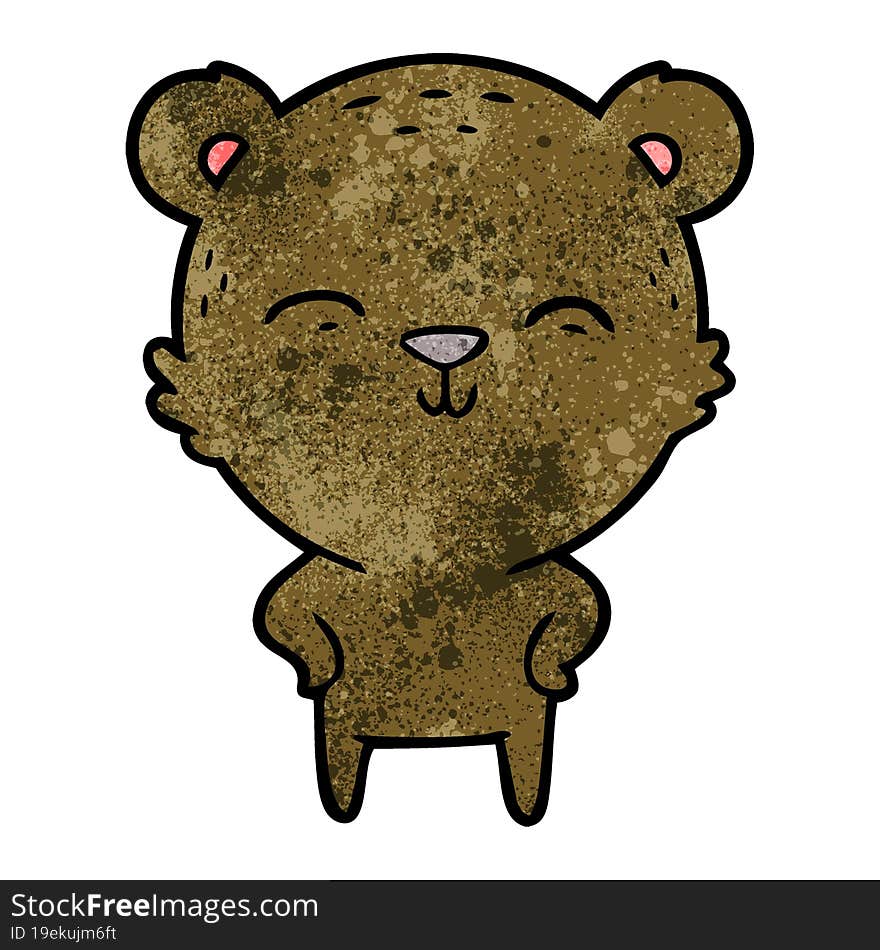 happy cartoon bear with hands on hips. happy cartoon bear with hands on hips