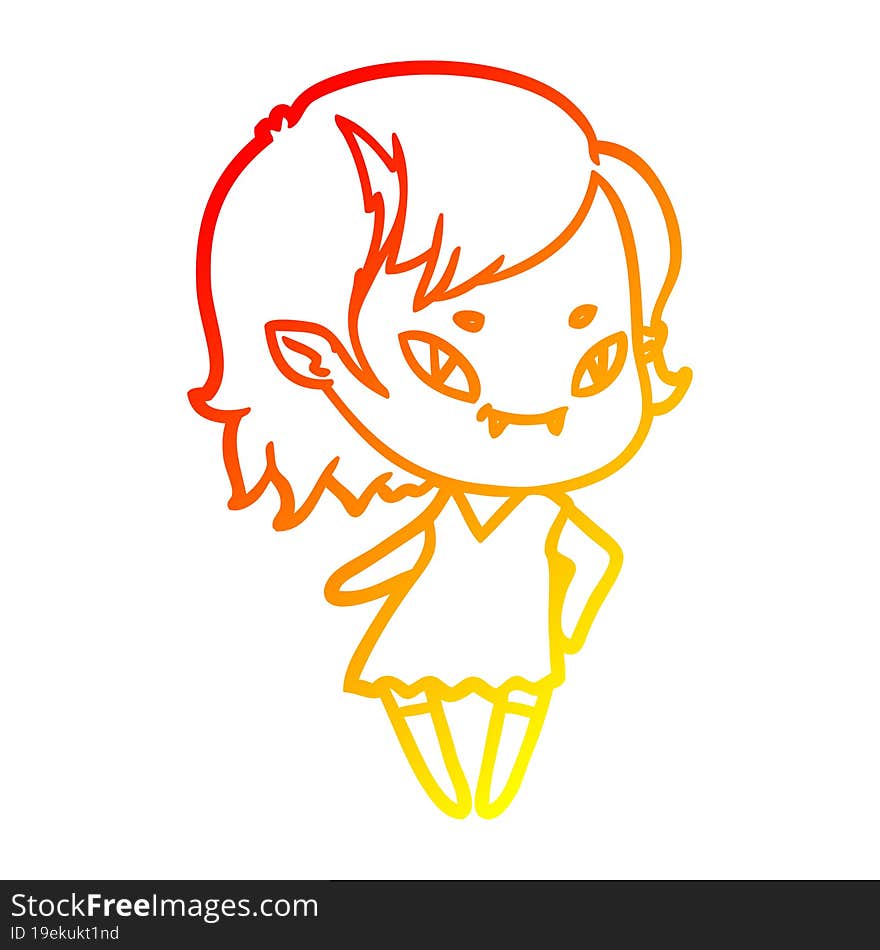 Warm Gradient Line Drawing Cartoon Cool Vampire Girl