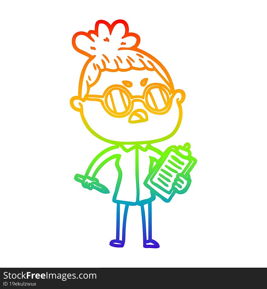 rainbow gradient line drawing cartoon annoyed woman