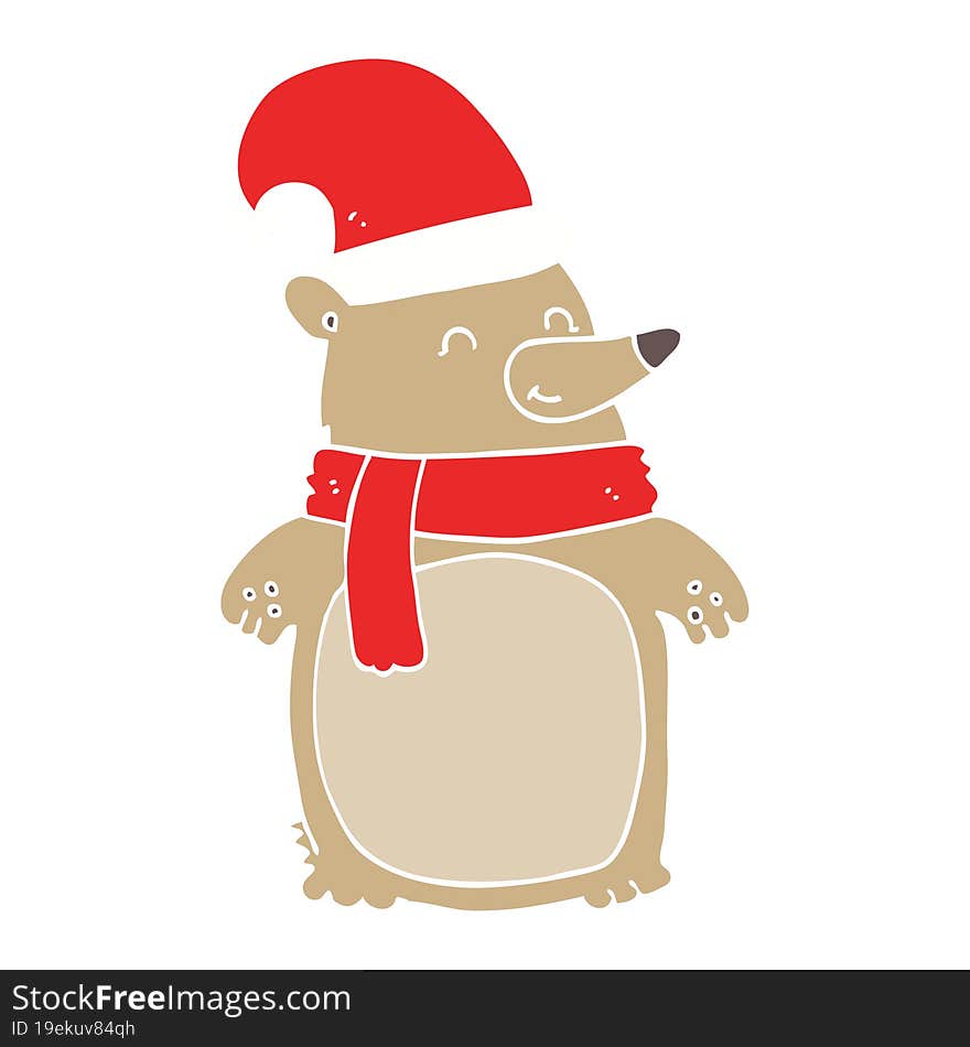 flat color style cartoon christmas bear