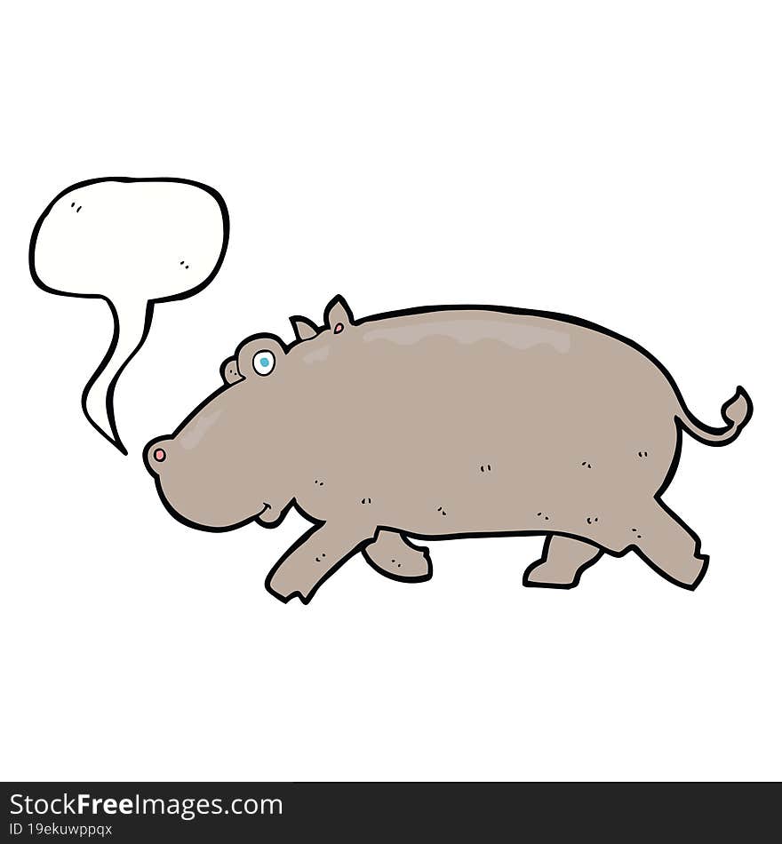 cartoon hippopotamus with speech bubble