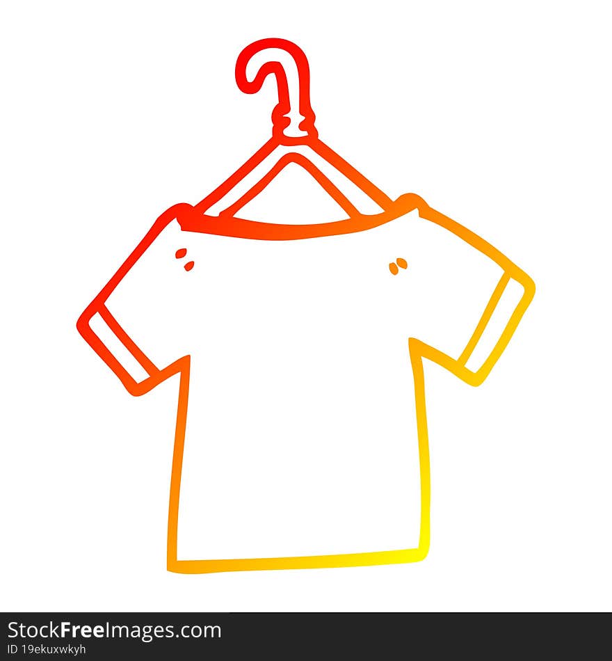 warm gradient line drawing cartoon t shirt on hanger