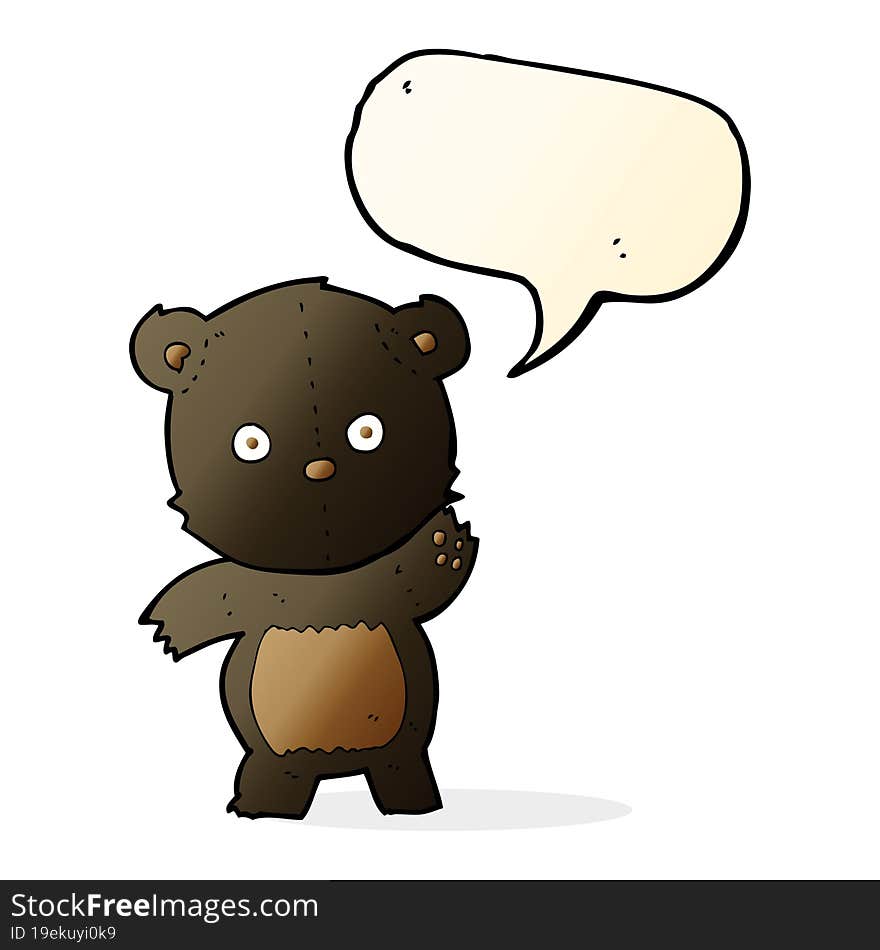 cute cartoon black bear with speech bubble