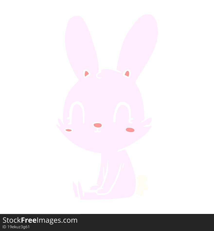 cute flat color style cartoon rabbit sitting