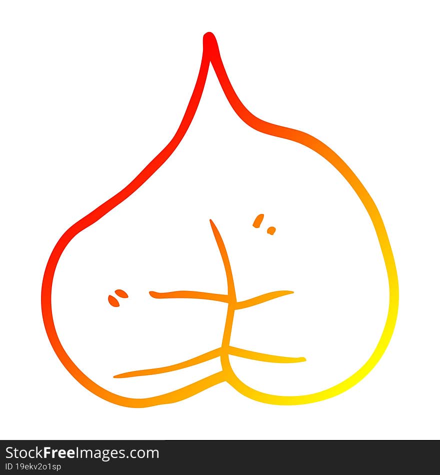 warm gradient line drawing cartoon leaf