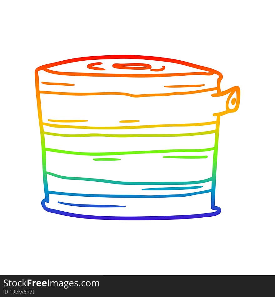 Rainbow Gradient Line Drawing Cartoon Tree Stump