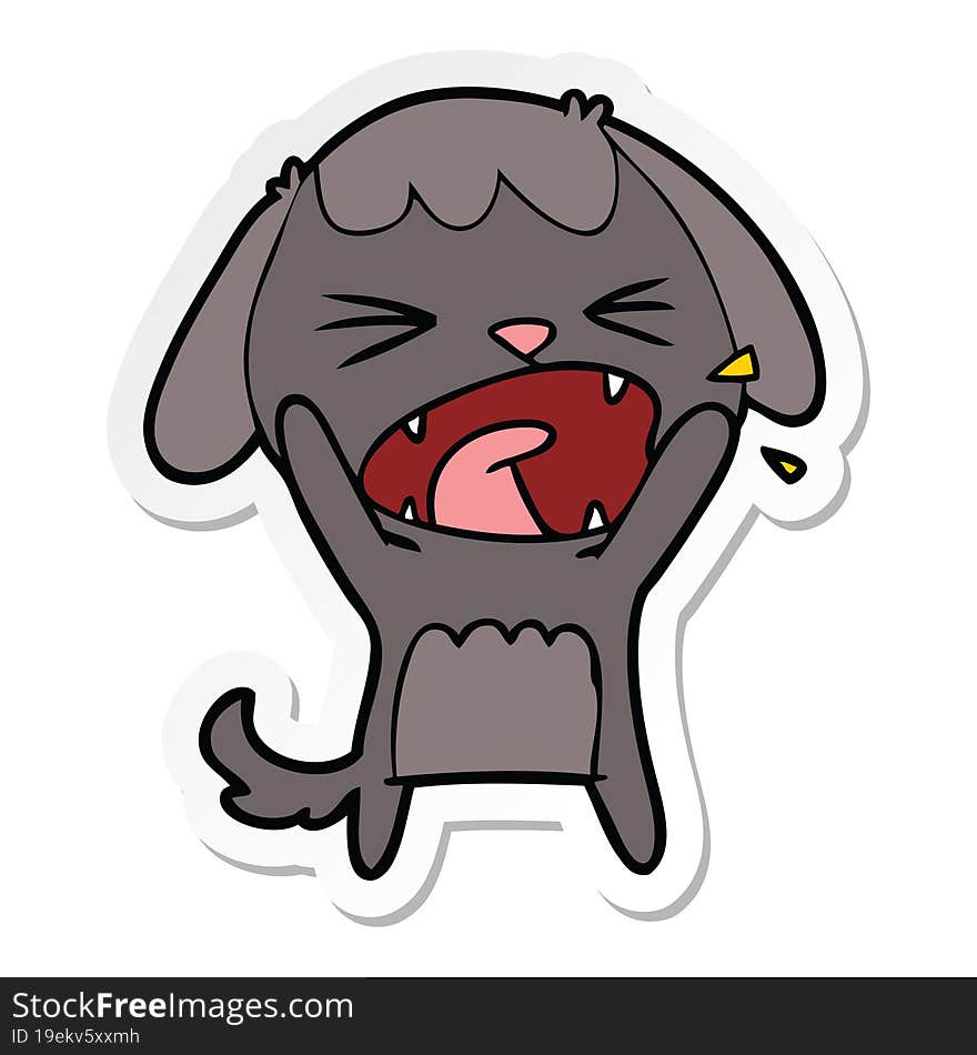 sticker of a cute cartoon dog barking