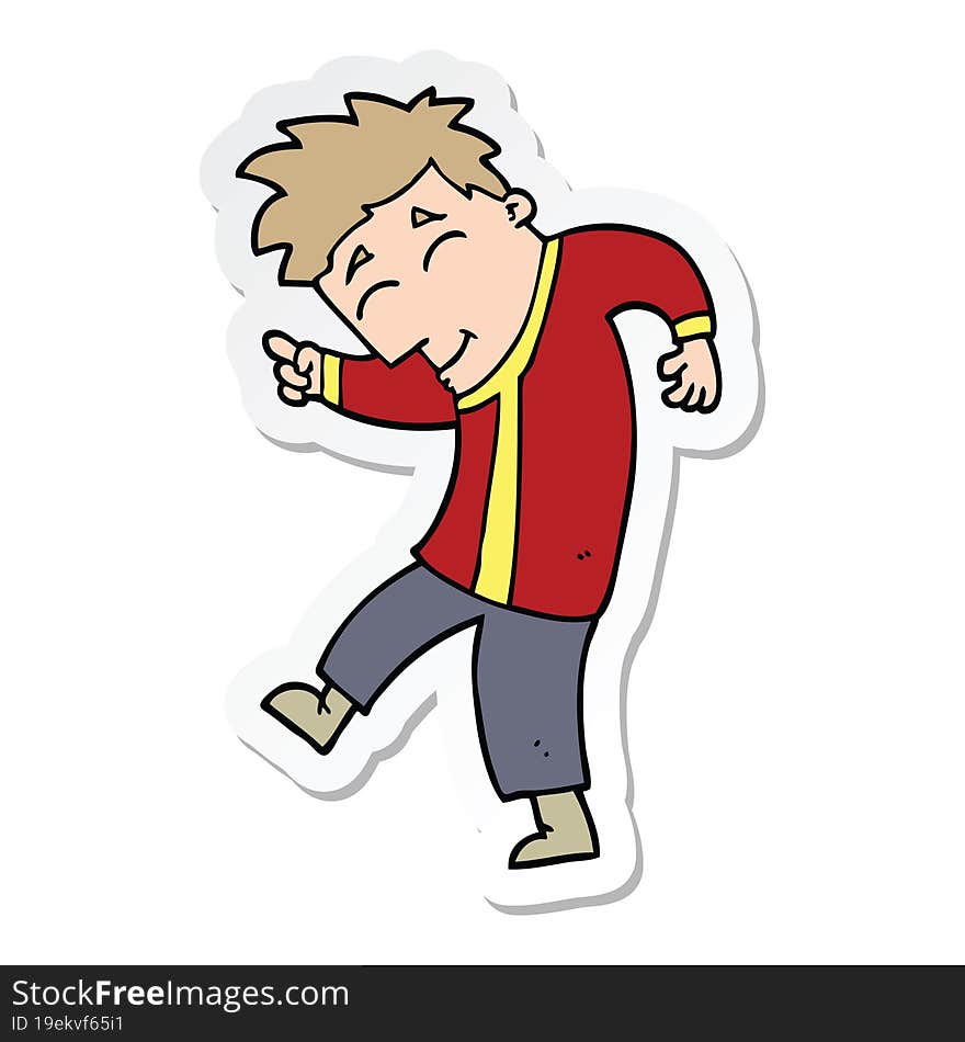 sticker of a cartoon dancing man