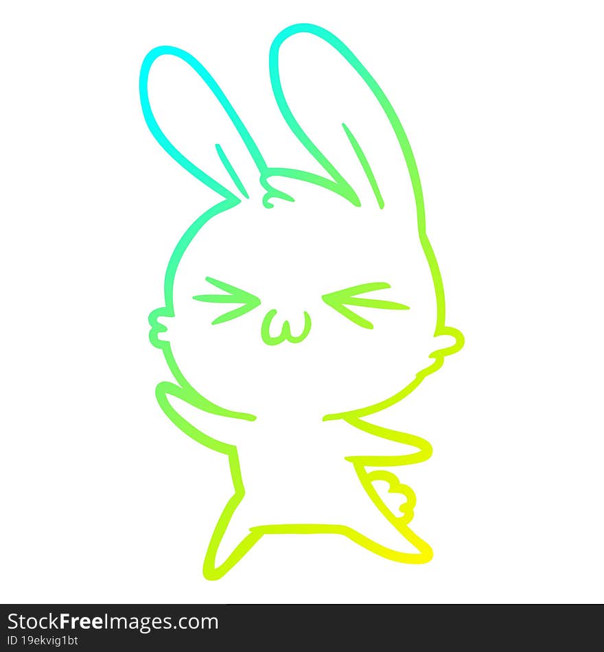 cold gradient line drawing cute cartoon rabbit