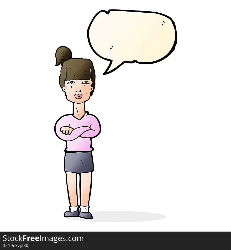 Cartoon Annoyed Woman With Speech Bubble