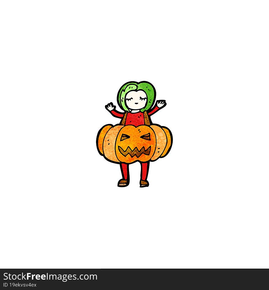 cartoon girl in pumpkin outfit