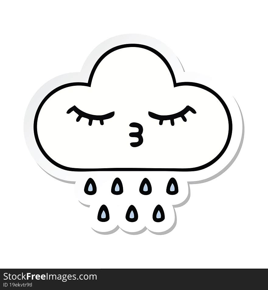 sticker of a cute cartoon rain cloud