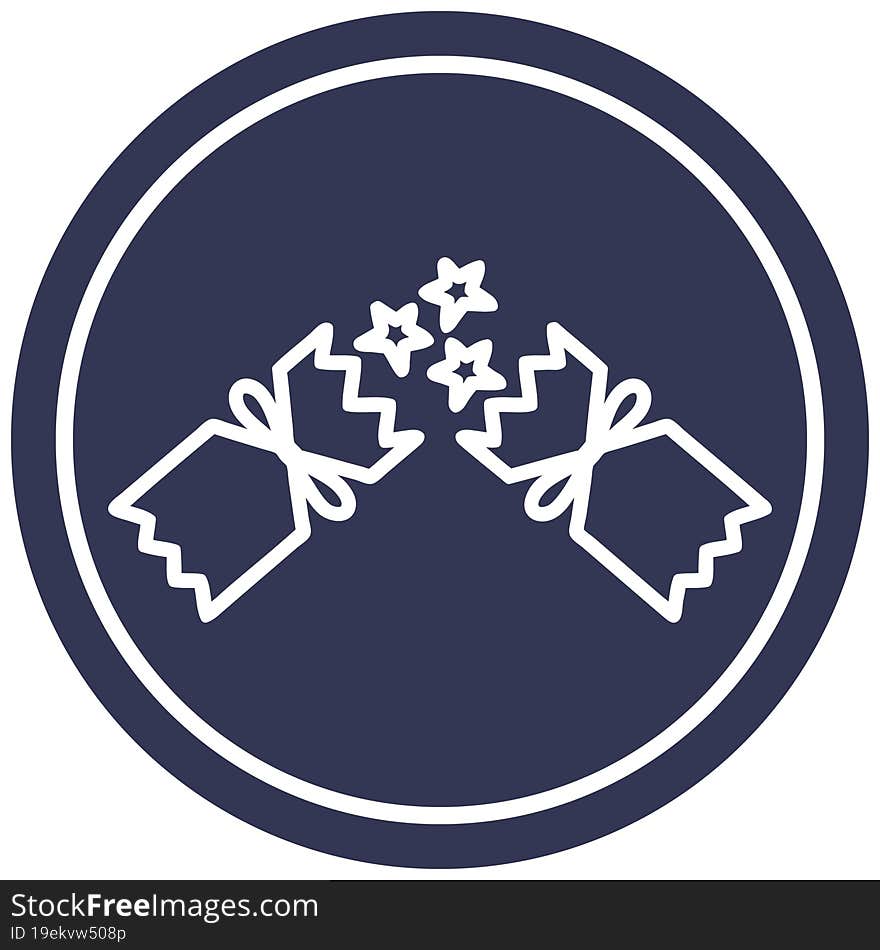 exploding christmas cracker circular icon