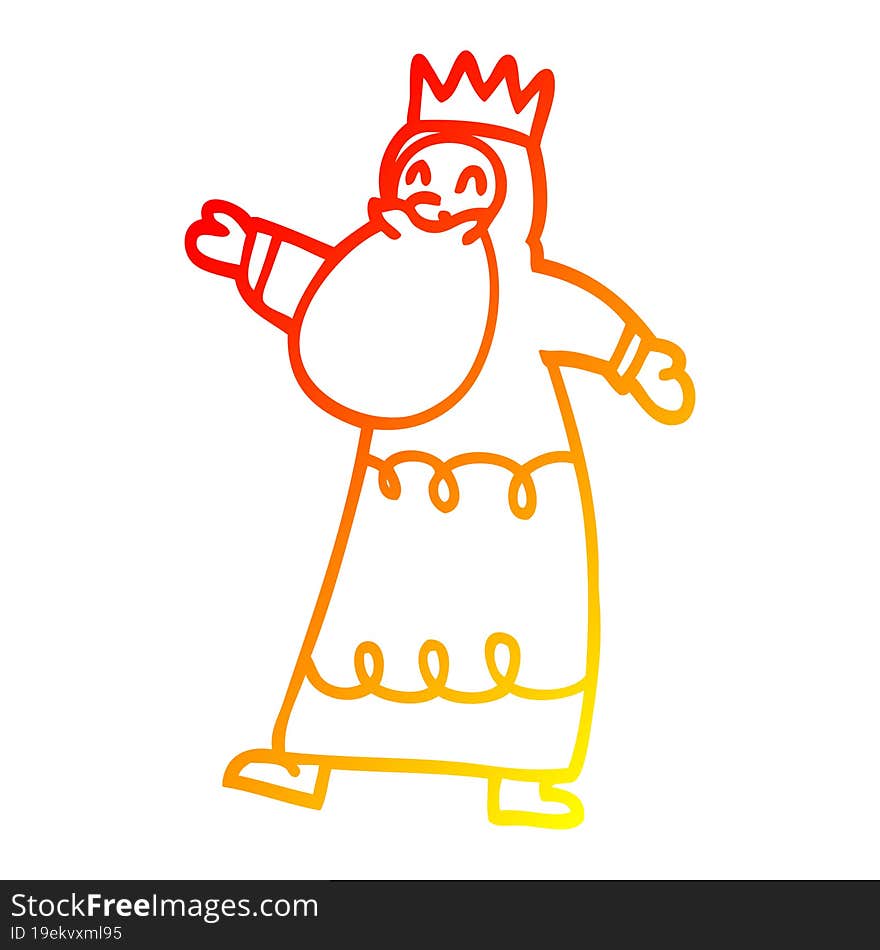 Warm Gradient Line Drawing Cartoon Wise King